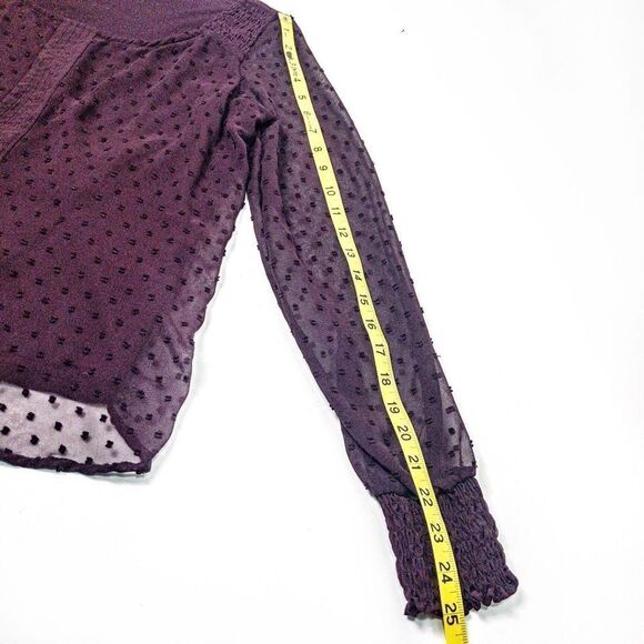 Burgundy Swiss Dot Layered Blouse by Lauren Conrad Size S - Picture 10 of 10